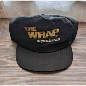 * Vintage THE WRAP "Only Winston Has It" Black Nylon Snapback Hat Cigarette 🔥